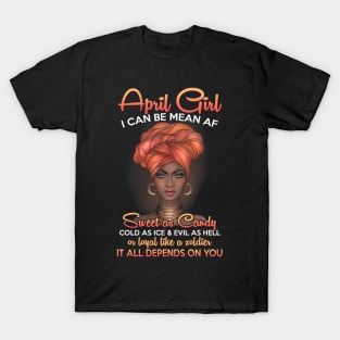 Queens Are Born In April Birthday T-Shirt for Black Women T-Shirt